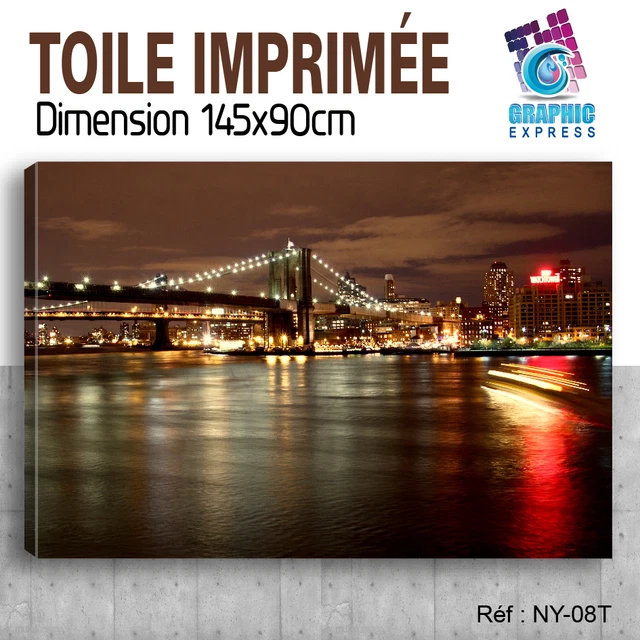 Tableau Moderne New York Sur Toile 80x50 Cm - Décoration Murale Intérieur/extérieur, Thème Architecture