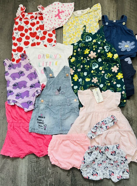 ☀️Baby Girl 3-6 Months Bundle Dungarees Rompers Dresses Bloomers Next Summer