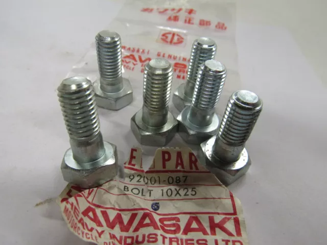 Kawasaki NOS NEW 92001-087 Hex Head Bolt 10x25 F5 F6 F7 F8 F9 KT F81M  SOLD AS 6