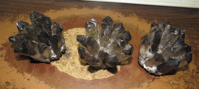 LG BLACK SMOKY QUARTZ  CRYSTAL CLUSTER  GEODE CATHEDRAL HEALING Madagascar 1 PC