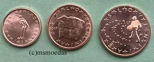 Slowenien 1+2+5 Euro Cent Münzen 2019 Euromünzen coins moedas