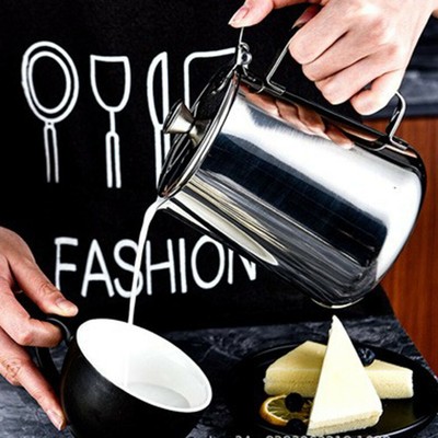 400 Ml / 600 Ml Vetro Resistente Al Calore Pentola In Umido Pentola Per Alimenti Per Con Manico In Legno Pentola Di Vetro Per Il Latte Brocca Di Schiuma Di Latte Per Fare Cappuccino Al Caffè 