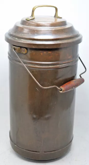 Antique Brass Round Large Tall Water Storage Pot Original Old Hand Crafted