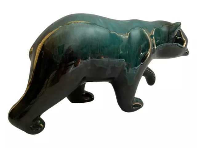 Blue Mountain Pottery Bear Figurine Green Drip Glaze Redware