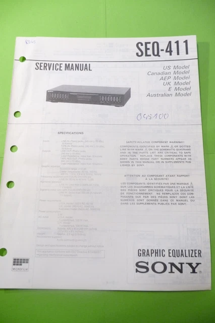 Égaliseur Graphique Sony SEQ-711 - 2 Canaux 7 Bandes - Testé Et Fonctionne - Japon