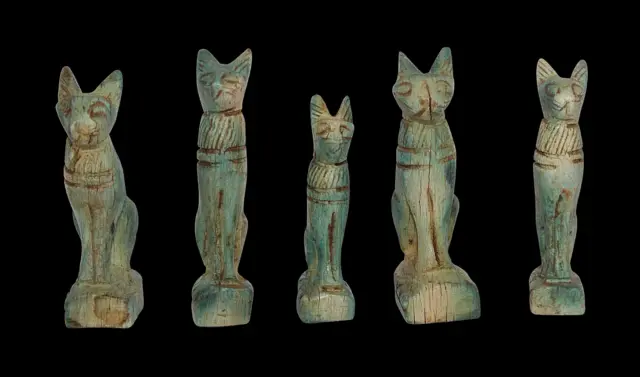 COLLECTION OF 5 RARE ANCIENT EGYPTIAN ANTIQUE Bastet Cat Statues Egypt History