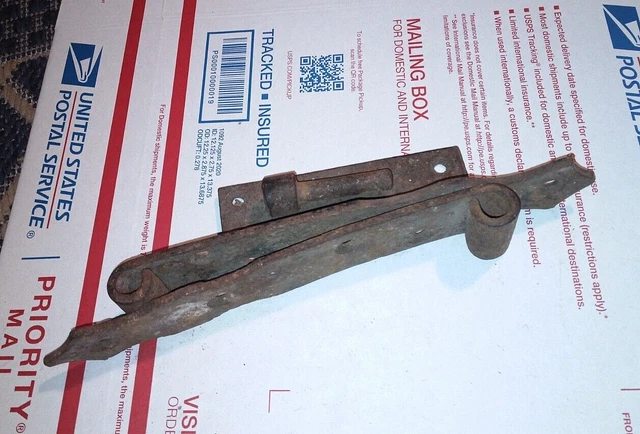 Antique Iron Barn Door Strap Hinges 8 3/4'' Long Matching Pair 4