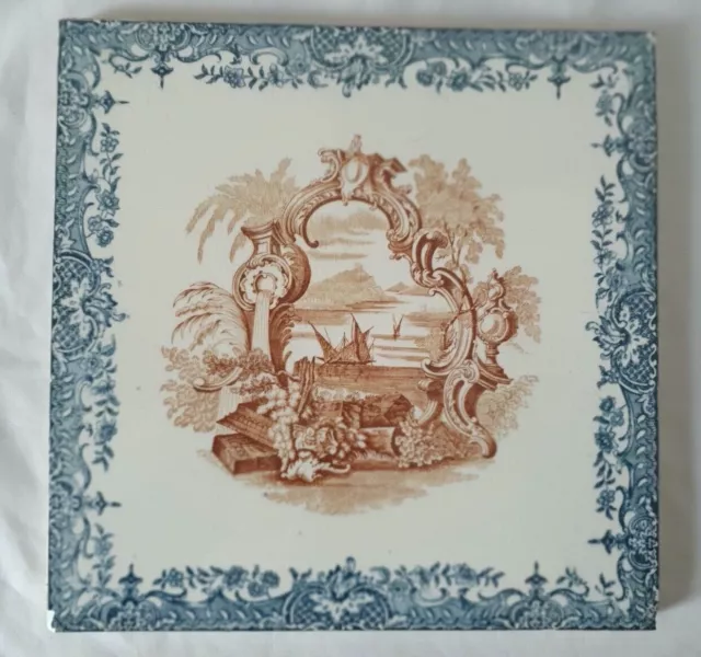French Longwy Antique  8 Inch  Antique Tile