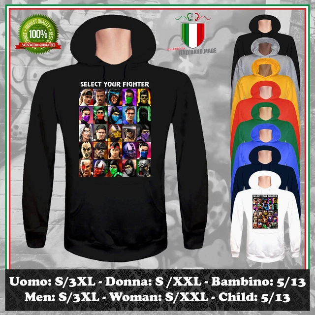 Felpa Choose Your Fighter Ispirato Mortal Kombat Game Uomo Donna Bambino Hoodie