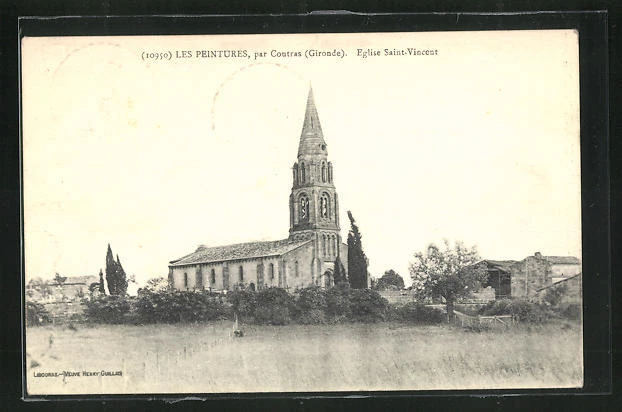 CPA Les Peintures, Eglise Saint-Vincent par Coutras 1917