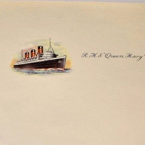 1940S RMS QUEEN Mary Cruise Ship Cunard White Star Note Page Stationary 1940S RMS QUEEN Mary Cruise Ship Cunard White Star Note Page Stationary