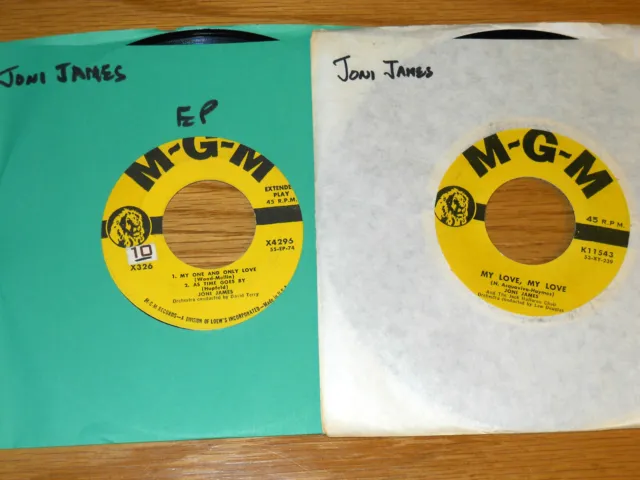 LOT of 2 POP FEMALE: 45 RPM + EP (NO COVER) - JONI JAMES - MGM 11543 and EP 4296