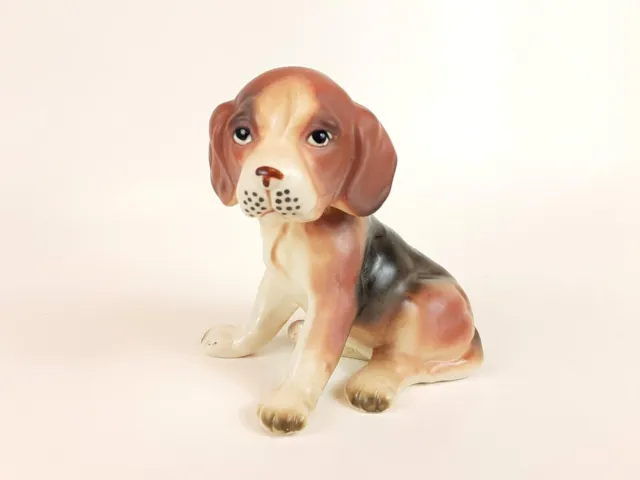 Beagle Figurine Vintage 80s Ceramic Porcelain Lefton 2164 Puppy Dog