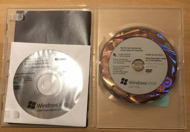 WINDOWS VISTA Ultimate 32 Bit DVD mit Service Pack 1 / SP1 Betriebssystem