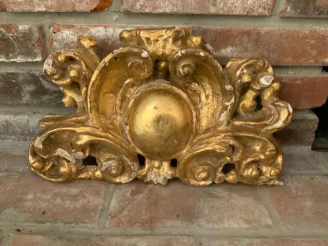 French Architectural Gold Gilt Wood Fragment 19th Century Hand Carved
