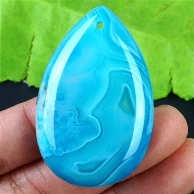 GV50210 46x30x7mm Blue/white Druzy Geode Agate Teardrop Pendant Bead