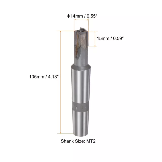 14mm Dia MT2 Morse Taper Shank P35 Carbide Tip 3 Flutes Square Nose End Mill 2