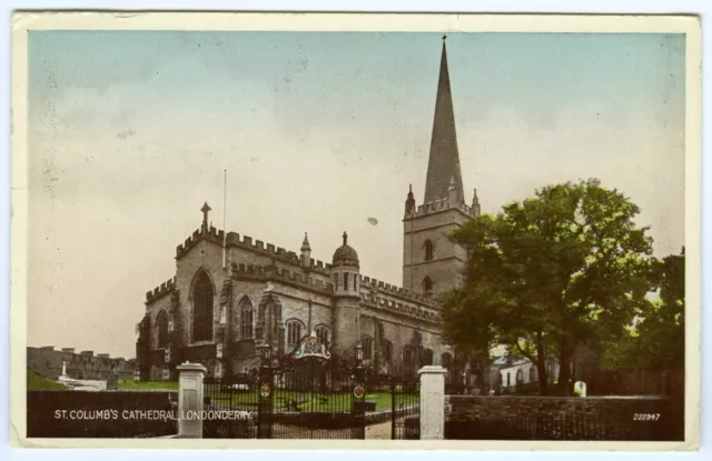 Vintage Postcard St Columbs Cathedral Londonderry Northern Ireland July 1953