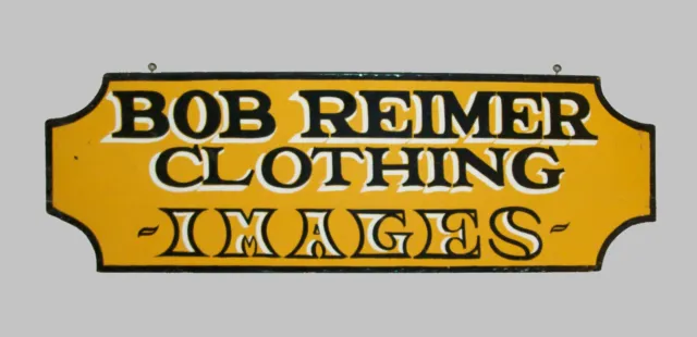 Old Vtg C 1950s Folk Art Reimer Clothing Wooden Sign Great Original Paint 32" L