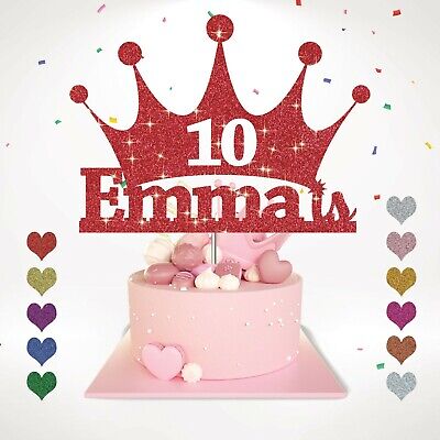 CROWN Compleanno Cake Topper Personalizzato per Decorazione per torta Principessa Bambine