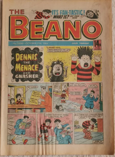 Vintage Beano Comic # 2206 Oct 27th 1984 . Dennis the Menace, Minnie the Minx