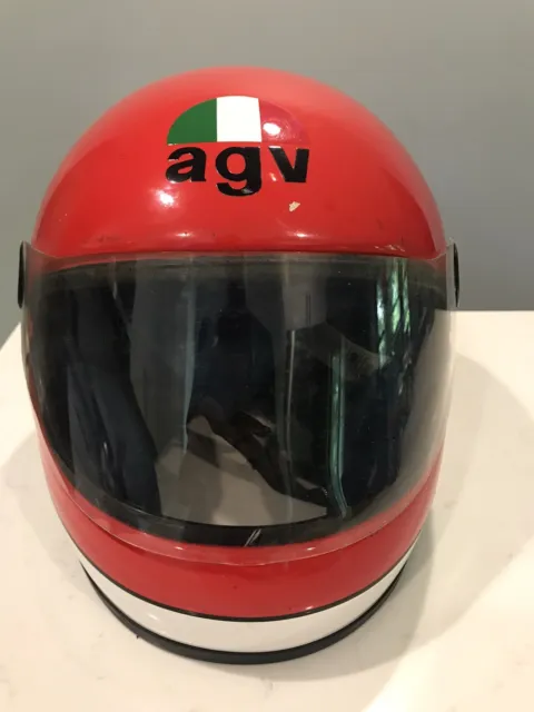 1985 VINTAGE AGV KR-2001 Red Motorcycle Helmet Made In Italy Valenza