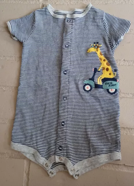 Carters Baby Boy Striped Romper - 9 Months Giraffe