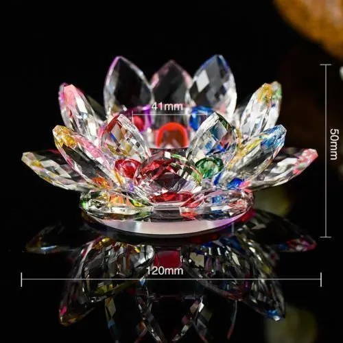 Crystal Glass Multi Lotus Flower Candle Tea Light Holder Spin System&Gift Box_UK