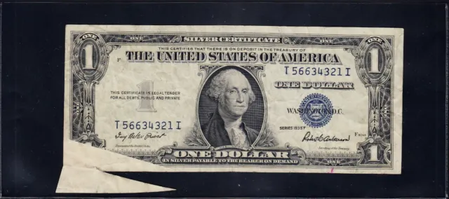 1935F $1 ONE DOLLAR Silver Certificate BUTTERFLY FOLD ERROR VF