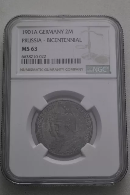 Preußen, Wilhelm II., 2 Mark 1901 A, Berlin, 200 Jahre Königreich, NGC MS63