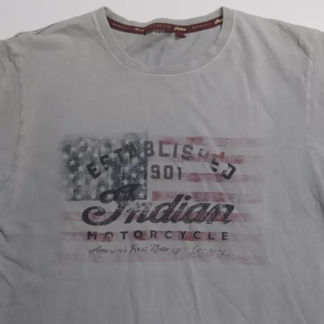 Indian Motorcycle T-Shirt USA Flag Biker Motorcycle Gray Distressed Mens Small