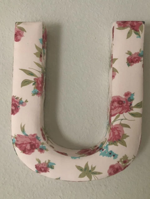 Fabric Covered Wall Letter - Pink Floral- Letter U