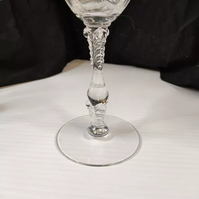 2 Cambridge Rose Point Clear Wine/Cocktail Glasses Crystal Etched CHIPPED 3