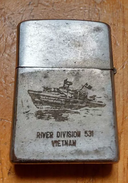 Super rare vintage ZIPPO Vietnam War "River Division 531" commemorative etching
