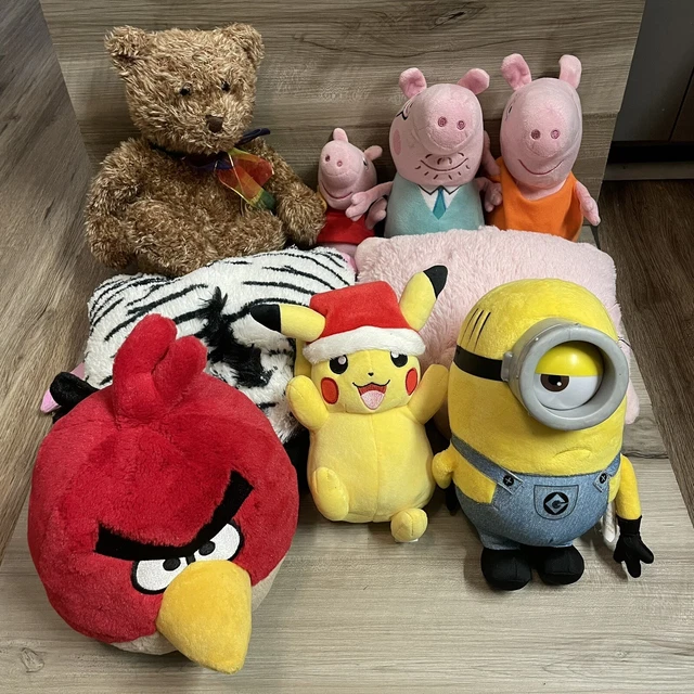 Lot of 9 Plush Peppa Pig Pillow Pet Angry Birds Gund Pokémon Minion