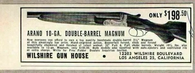 1955 Print Ad Arano 10-Ga. Double-Barrel Magnum Shotguns Wilshire Los Angeles,CA