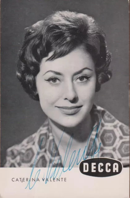 CATERINA VALENTE Original Autogramm signierte Decca Postkarte 60er Jahre