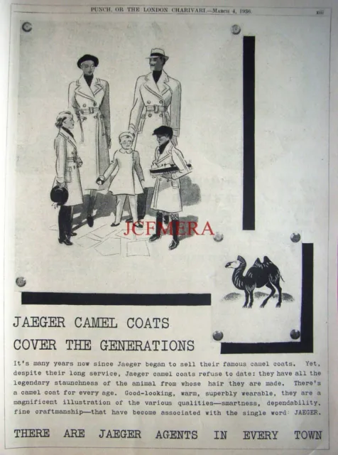 JAEGER Camel Coats 1936 Fashion Clothing Advert Print : Original Art Deco Ad