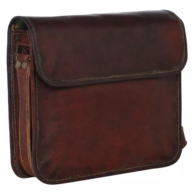 Unisex Genuine Vintage Brown Leather Messenger Bag Shoulder Laptop Briefcase
