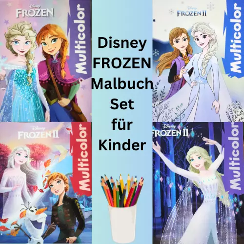 XXL Disney FROZEN Malbuch Set, 4 Malbücher für Kinder, Elsa, Anna, Olaf