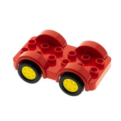 Duplo 1x Lego Duplo Véhicule Voiture Châssis Rouge 2x6 Roues Blanc Set 10860 10886 