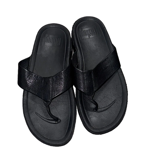 FitFlop Women's Lulu Thong Sandal Size 8 Toning Slide Black Leather top