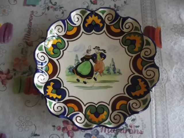 Faïence desvres plat rare de gabriel fourmaintraux signé 