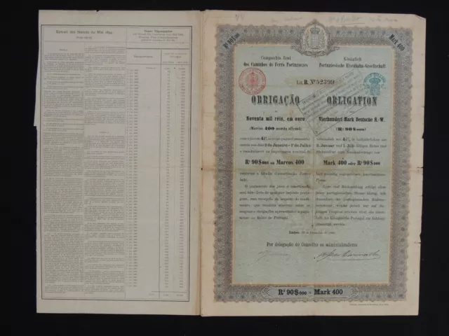 Obligation. Compagnie Royale Des Chemins De Fer Portugais. 1886