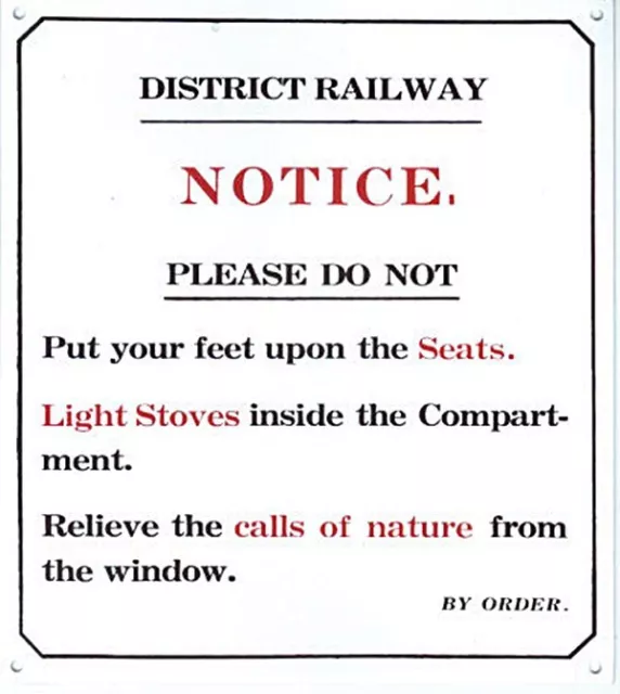 District Railway Notice steel wall sign 180mm x 160mm   (dp)