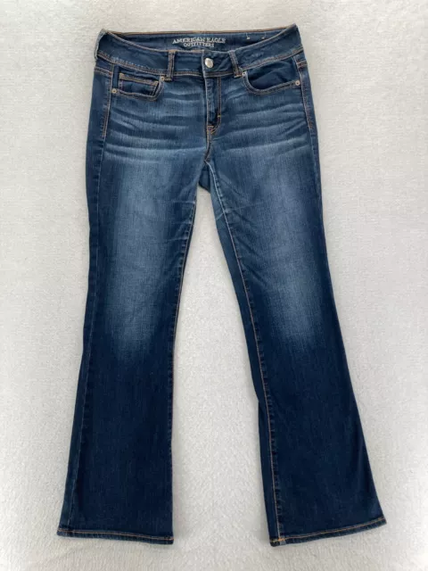 American Eagle Kick Boot Jeans Women's 8 Short Dark Wash Blue Stretch Denim Pant
