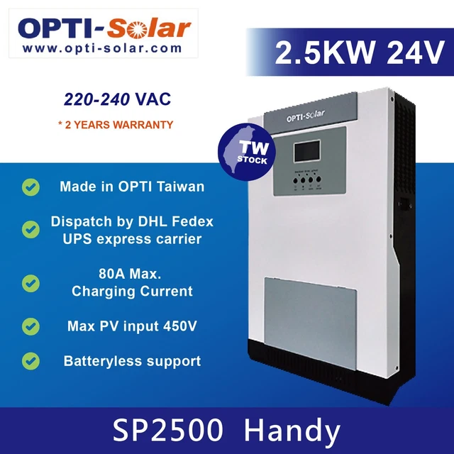MPPT SOLAR HYBRID INVERTER DC24V 2500W SINE WAVE CHARGE 80A work without battery