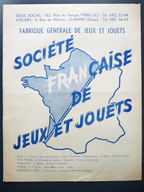 CATALOGUE ancien de jouet SOCIÉTÉ FRANÇAISE DE JEUX ET JOUETS 1951