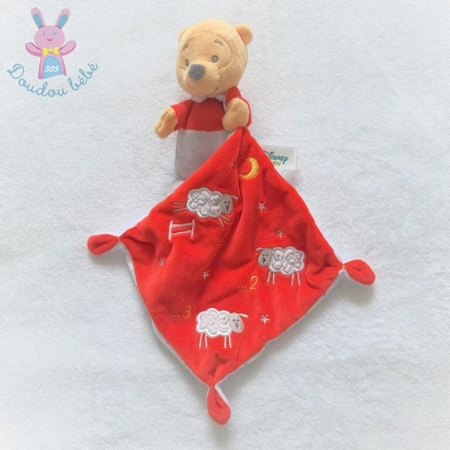 Doudou Winnie mouchoir gris blanc rouge 123 moutons étoiles DISNEY