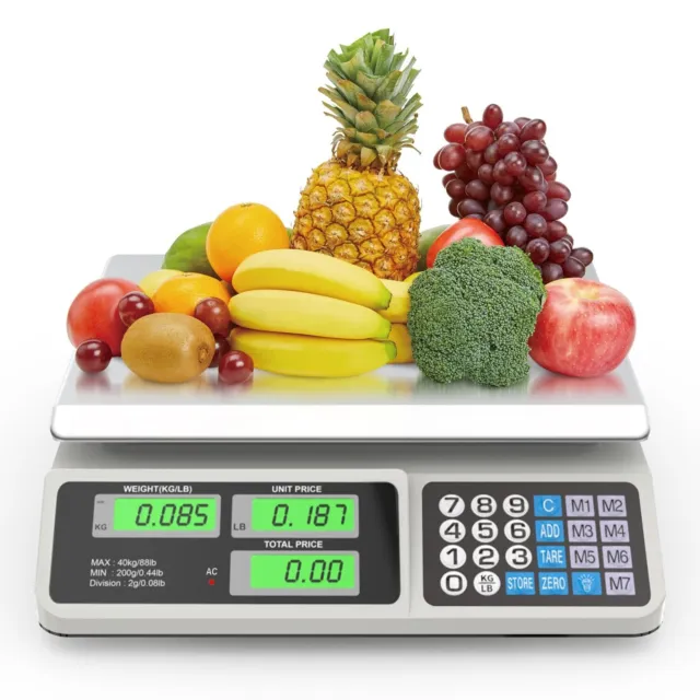 88Lb/40Kg Digital Price Computing Scale - Digital Commercial Food Scale with Pri